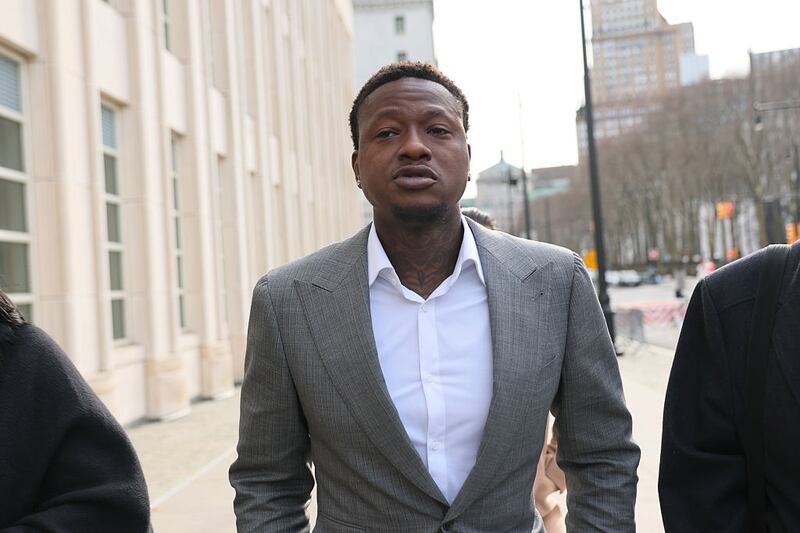 Miami Heat guard Terry Rozier arrives for an arraignment hearing at U.S. District Court for the Eastern District of New York.