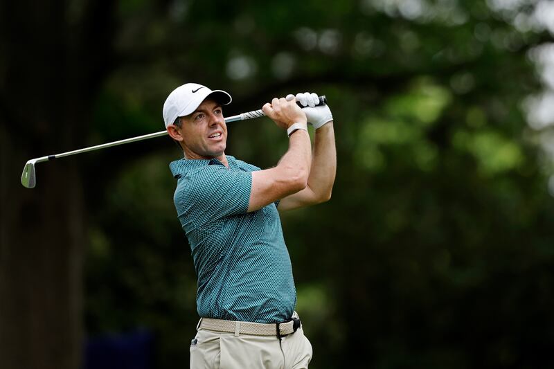 CHARLOTTE, NC - MAY 09: Rory McIlroy of Northern Ireland plays a tee shot at the sixth hole during the third round of the Truist Championship 2026 at Quail Hollow Country Club on May 09, 2026 in Charlotte, North Carolina. (Photo by Joe Robbins/Icon Sportswire via Getty Images)