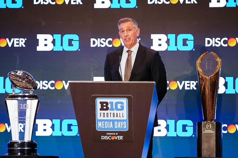 Big Ten Conference Commissioner Tony Petitti speaks during the 2025 Big Ten Football Media Days