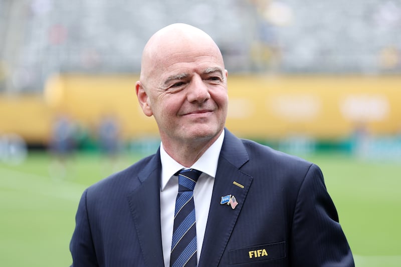 EAST RUTHERFORD, NEW JERSEY - JULY 13: Gianni Infantino, President of FIFA, looks on inside the stadium prior to the FIFA Club World Cup 2025 Final match between Chelsea FC and Paris Saint-Germain at MetLife Stadium on July 13, 2025 in East Rutherford, New Jersey. (Photo by Michael Regan - FIFA/FIFA via Getty Images)
