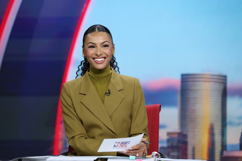 Malika Andrews on the set of the 2024 NBA Draft.