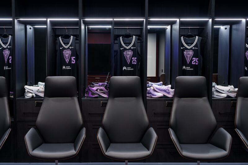 An image of the Valkyries' training facility locker room.