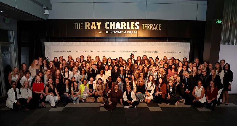 Guests pose for a group photo during THE • TEAM & The Collective 16th Annual Women of Sport Cocktail Reception
