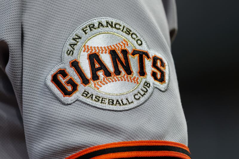 MINNEAPOLIS, MN - MAY 09: A general view of the San Francisco Giants jersey logo during the MLB game between the San Francisco Giants and Minnesota Twins on May 9th, 2025, at Target Field in Minneapolis, MN, (Photo by Bailey Hillesheim/Icon Sportswire via Getty Images)(Photo by Bailey Hillesheim/Icon Sportswire via Getty Images)