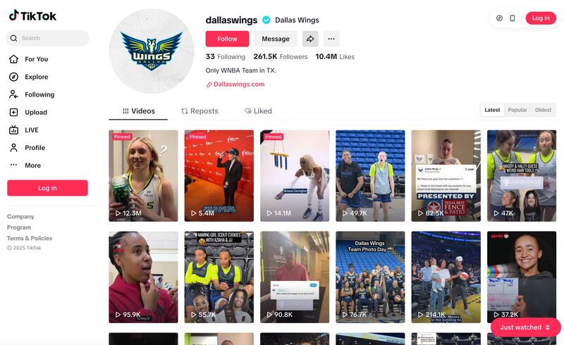 The social team uses different strategies across platforms, with the Wings' TikTok page tilted more toward fun, behind-the-scenes  content.