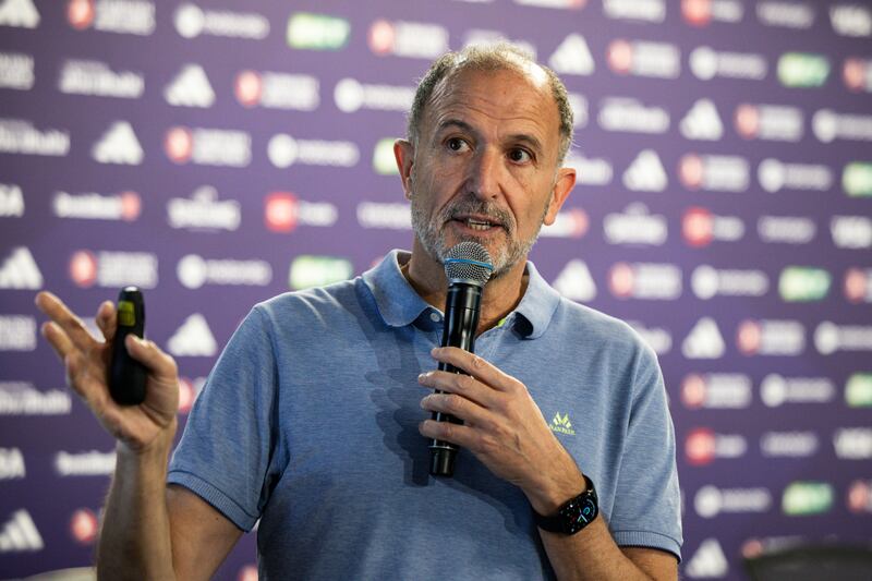 ABU DHABI, UNITED ARAB EMIRATES - MAY 23: Chus Bueno, Managing Director Basketball @DAZN talks during Sports Business MBA by EB Institute for Turkish Airlines EuroLeague Final Four Abu Dhabi 2025 at Etihad Arena on May 23, 2025 in Abu Dhabi, United Arab Emirates. (Photo by Tolga Adanali/Euroleague Basketball via Getty Images)