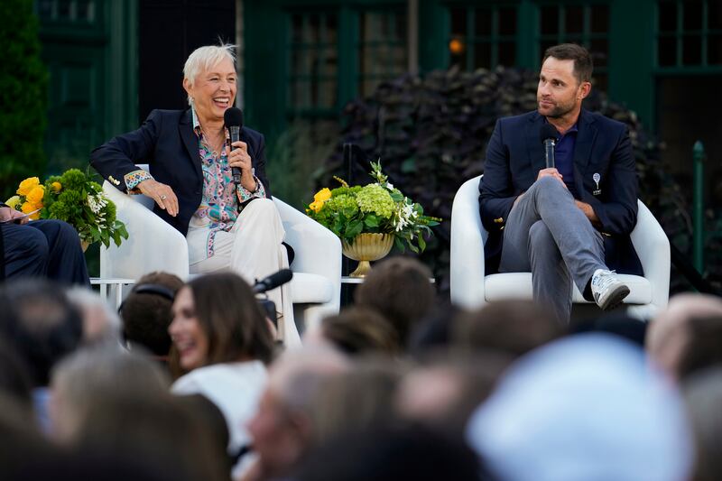 Andy Roddick led a chat with Martina Navratilova during the 2025 Induction Celebration weekend in August at the International Tennis Hall of Fame.