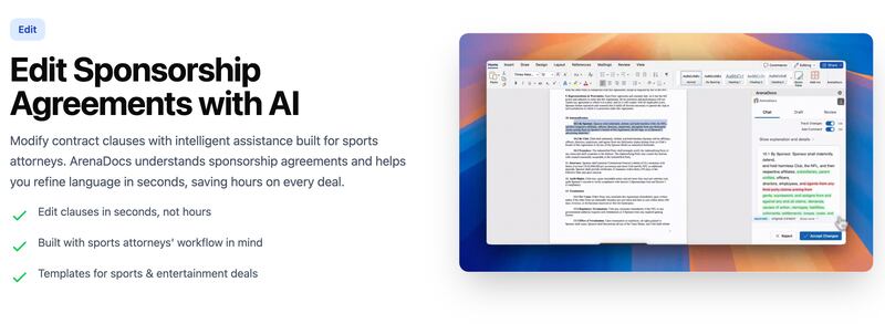 ArenaDocs is trained on common sports contracts.