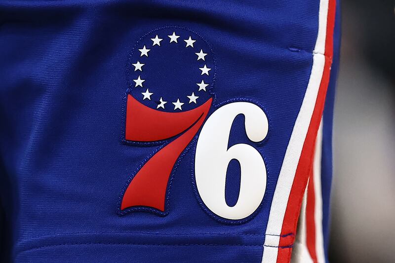 BOSTON, MA - APRIL 19: The Philadelphia 76ers logo is seen during Game One of the Eastern Conference First Round NBA Playoffs against the Boston Celtics at TD Garden on April 19, 2026 in Boston, Massachusetts. NOTE TO USER: User expressly acknowledges and agrees that, by downloading and/or using this Photograph, user is consenting to the terms and conditions of the Getty Images License Agreement. (Photo By Winslow Townson/Getty Images)