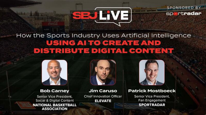 Logo of SBJ Live with text about the video and the headshots of the three men who took part in it. Two are bald. The third has hair.