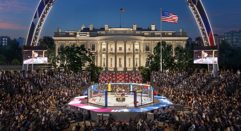 Updated rendering of what UFC expects the Freedom 250 White House card to look like on fight night