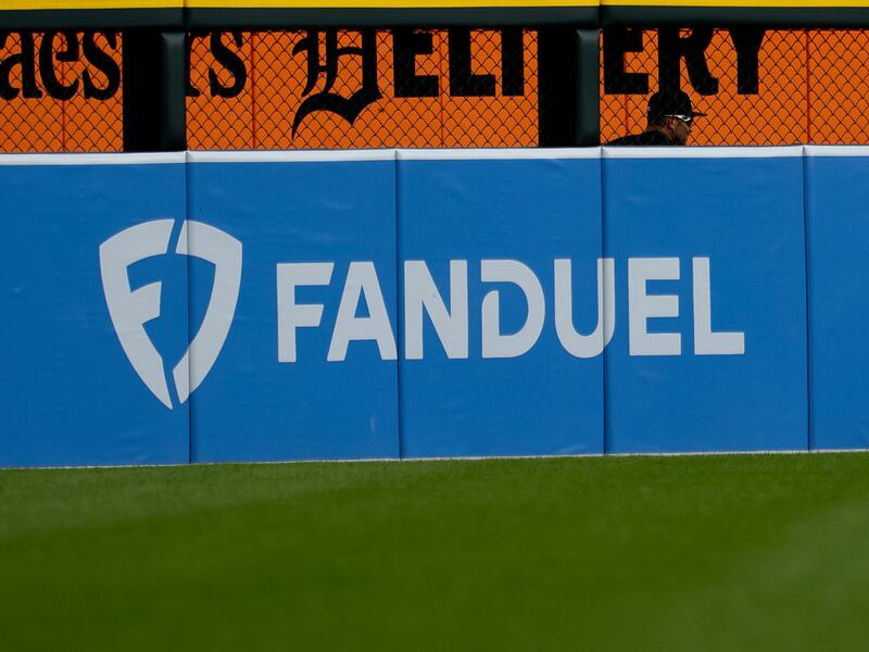 DETROIT, MI - SEPTEMBER 05: The FanDuel Sports Network logo is pictured before a regular season Major League Baseball game between the Chicago White Sox and the Detroit Tigers on September 05, 2025 at Comerica Park in Detroit, Michigan. (Photo by Joseph Weiser/Icon Sportswire via Getty Images)