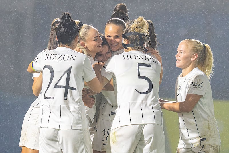 Nadine Nischler of FC Como (C) celebrated for her goal during the Serie A Women match between FC Como and AC Milan