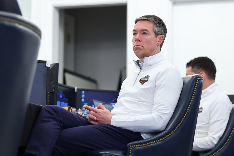 INDIANAPOLIS, INDIANA - MARCH 12: Chad Weiberg listens during the NCAA Men's Basketball Tournament Selections on March 12, 2025 in Indianapolis, Indiana. (Photo by Jamie Schwaberow/NCAA Photos via Getty Images)