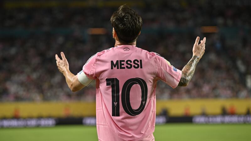 MIAMI, USA JUNE 15: Lionel Messi of Inter Miami gestures during the FIFA Club World Cup opening match between Al Ahly SC and Inter Miami CF at Hard Rock Stadium in Miami, United States on June 15, 2025 (Photo by Miguel J. Rodriguez Carrillo/Anadolu via Getty Images)