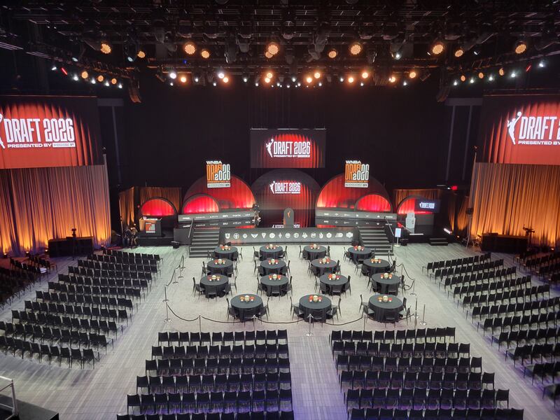 2026 WNBA Draft stage sponsor logos